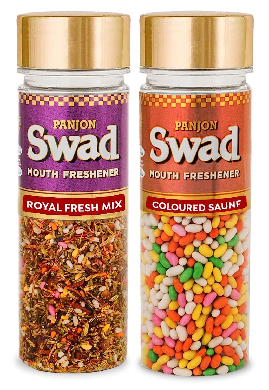 Panjon Swad Royal Fresh Mix & Coloured Saunf Mouth Fresheners 300gm, (150gm *2 Bottles)