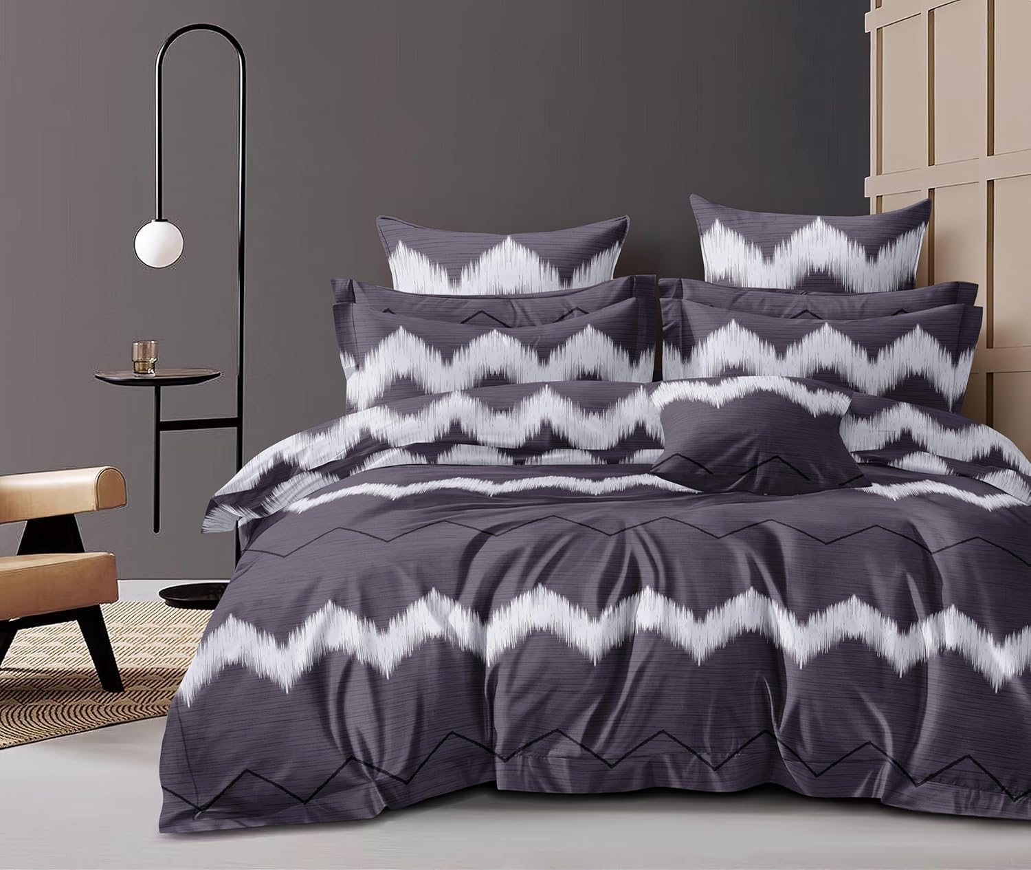 Microfiber King Size Floral Print Bedsheet With 2 Pillow Cover - Super King Size 108 X 108 Inch, Moon Light | Cotton Bedsheet King Size
