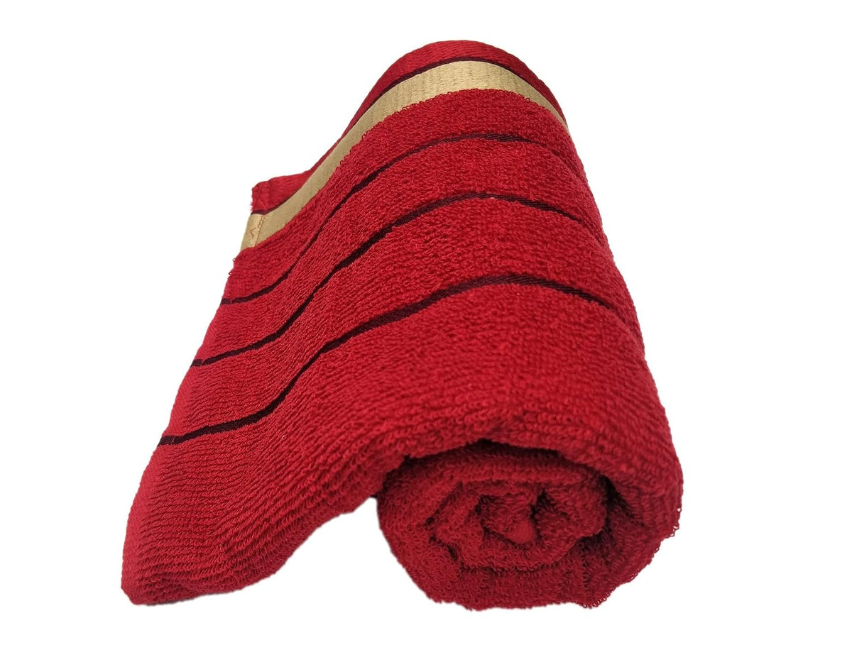 Pyaro Large Size Cotton Bath Towel 450 Gsm | Ultra Absorbent, Quick Drying & Super Soft Bathing Towel (Red)