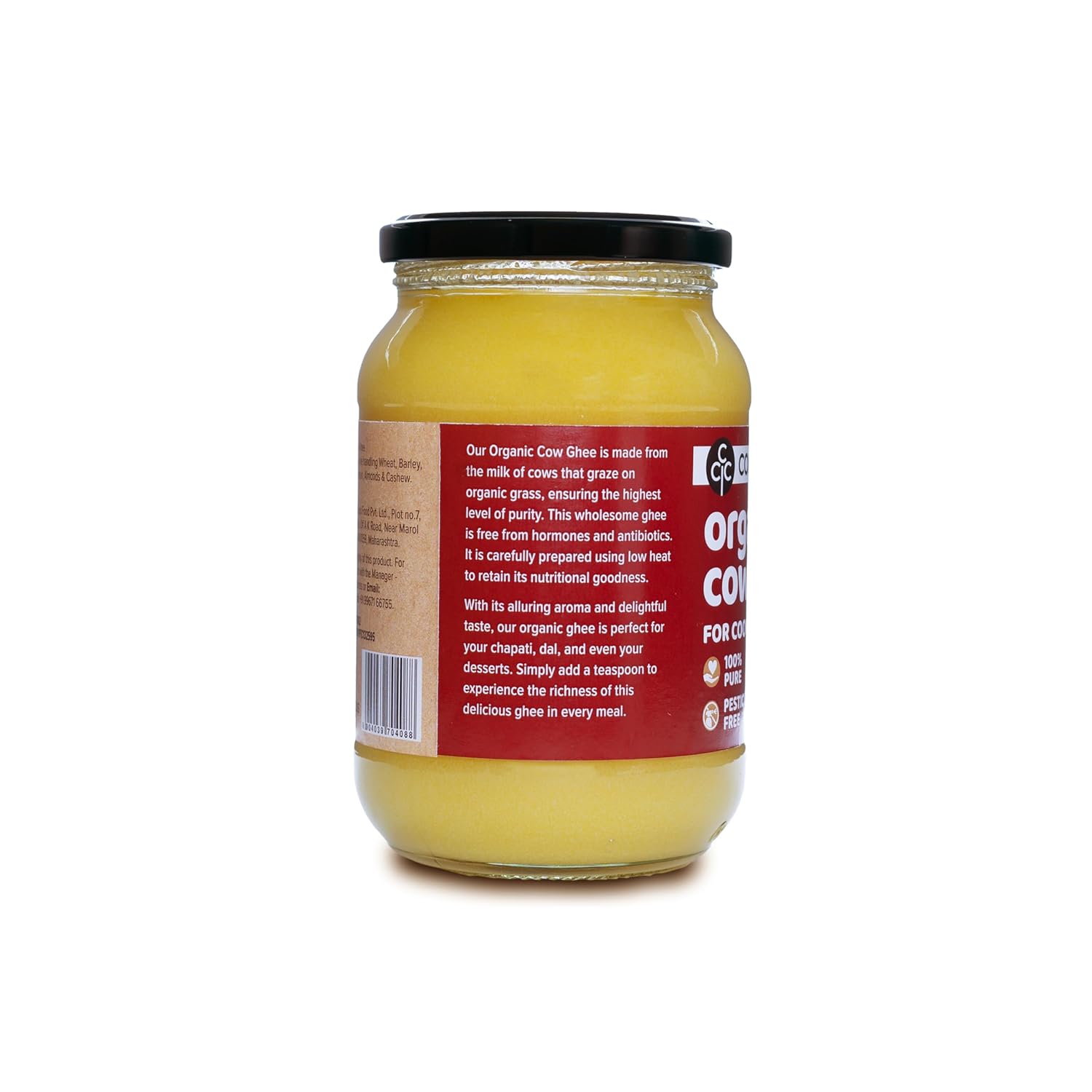 Organic Cow Ghee By Conscious Food | Good Source Of Protein Fiber & Vitamin A Healthy Desi Cow Ghee Perfect For Cooking | (500ml) 16.9 Ounce | Jar Pack
