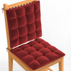 Square Chair Pads Cushion, For Comfortable Sitting, Maroon Color - 40 X 40 Cm | Seat Cushions With Ties For Sitting, Pooja, Dining & Office Table | Furniture Cushion, Washable - Pack Of 2