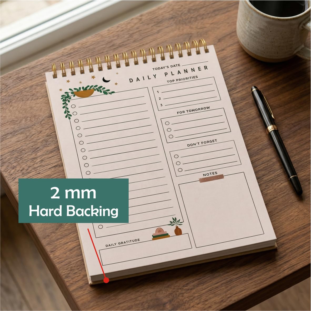 To Do List Notepad, Daily Planner Notepad Undated 54 Sheets/108 Pages, Checklist (Moon) Pack Of 1