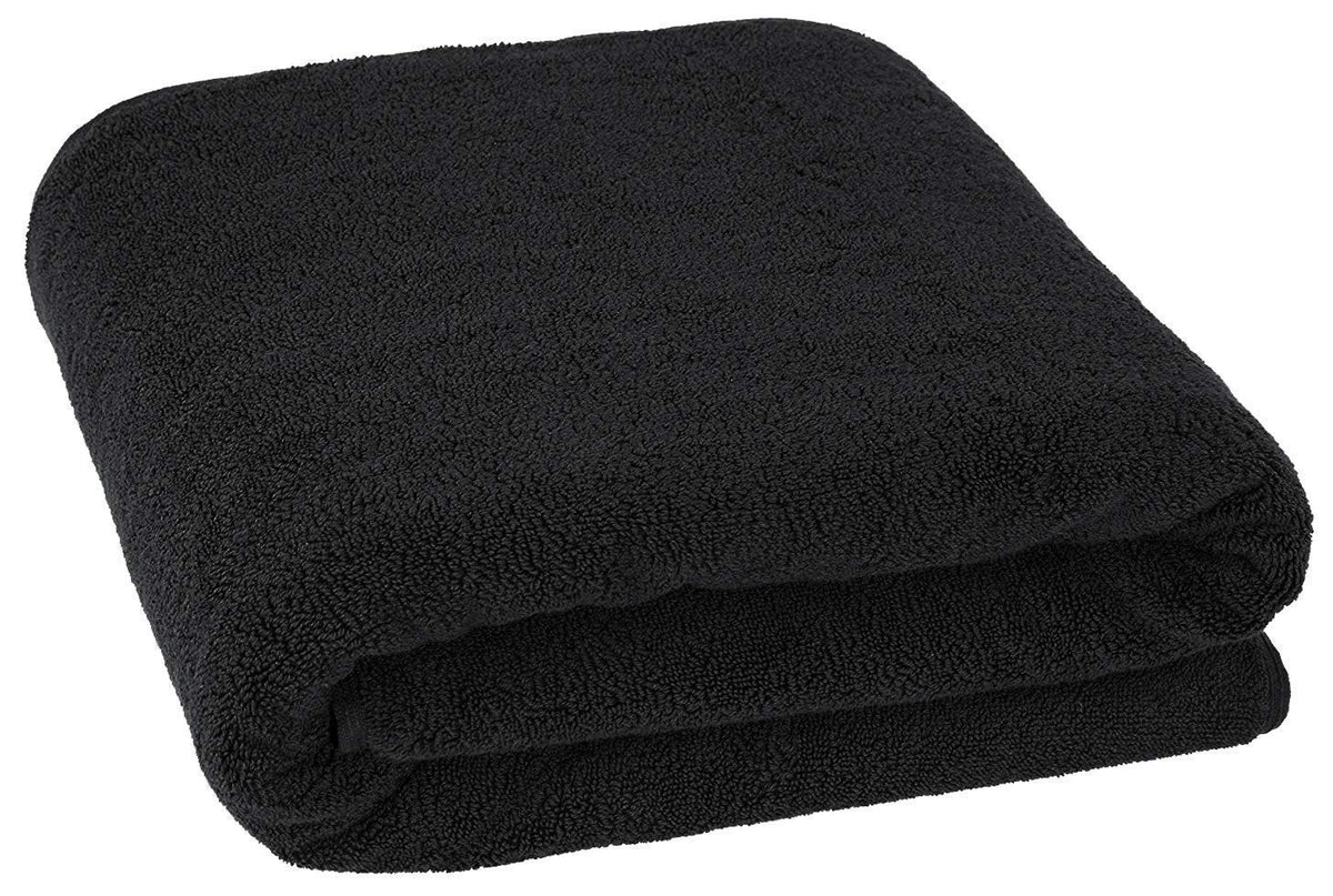 Elstone Home Bath Towel 600 Gsm | Zero Twist Egyptian Cotton Extra Large Bath Towel (Black)