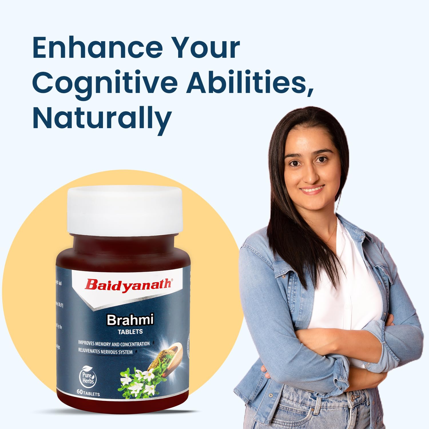 Baidyanath Brahmi Tablets Helps To Handle Life’s Daily Stress, Promotes Mind Relaxation | 60 Tablets 100gm 0.2lbs Each Pack Of 2