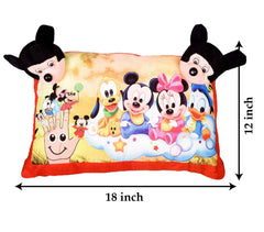 Disney Mickey & Friends Design Kid's Pillow, Velvet Super Soft Kids Pillow For Sleeping & Travel - 12 X 18 Inches | Suitable For All Sleepers, Multipurpose & Comfortable - 1 Piece