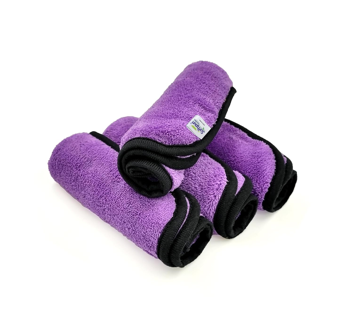 Softspun Microfiber Super Soft Hand & Face Wipes 300 Gsm Towel Set - 4 Piece (Purple)