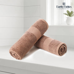 Earthy Fables Pure Carded Cotton Bath Towel 1000 Gsm | Soft, Absorbent, Quick Dry & Skin-Friendly Towel Set Of 2 (Mocha)