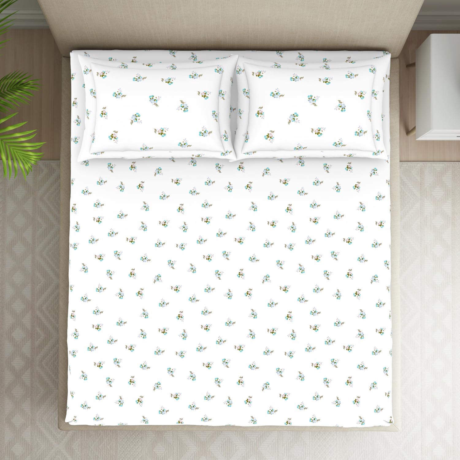 Breathable Pure Cotton King Size Bedsheet With 2 Pillow Covers - 72 X 78 Inches, White | Elastic Fitted Bedsheet | Durable Bedsheets For Everyday Comfort
