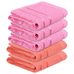 Kuber Industries Face Towel 1000 Gsm | Towels For Daily Use Workout Hand Towel | Lining Design | Pack Of 5 (Orange & Pink)