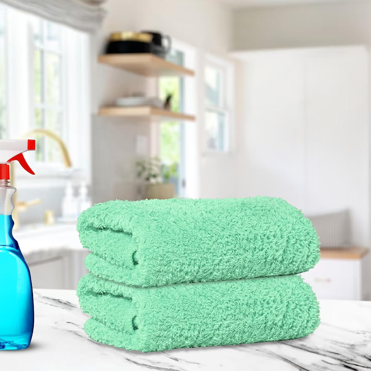Kuber Industries Cleaning Towel 350 Gsm | Reusable Cleaning Cloths For Kitchen, Duster & Home Cleaning Towel - Pack Of 2 (Green)