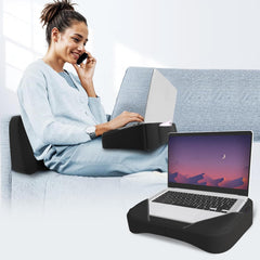 Lite Lap Desk Pillow, Soft & Comfortable, Ideal For Laptop Reading & Gaming - Black Mesh | Built-In Storage Pocket & Handle | Perfect For Bed, Sofa & Floor | Lightweight & Portable