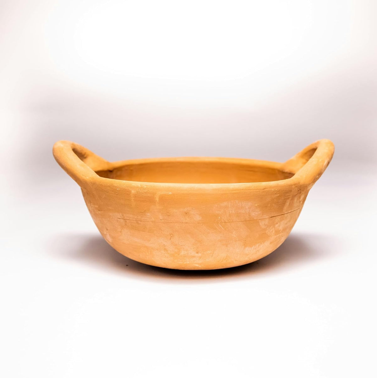 Exclusive Range Unglazed Clay Kadai | Mitti - Earthen Kadai For Cooking 2 Liters - With Natural Firing Shade & Mirror Shine, Red-Ochre (Gerua)