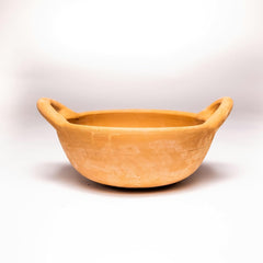 Exclusive Range Unglazed Clay Kadai | Mitti - Earthen Kadai For Cooking 2 Liters - With Natural Firing Shade & Mirror Shine, Red-Ochre (Gerua)