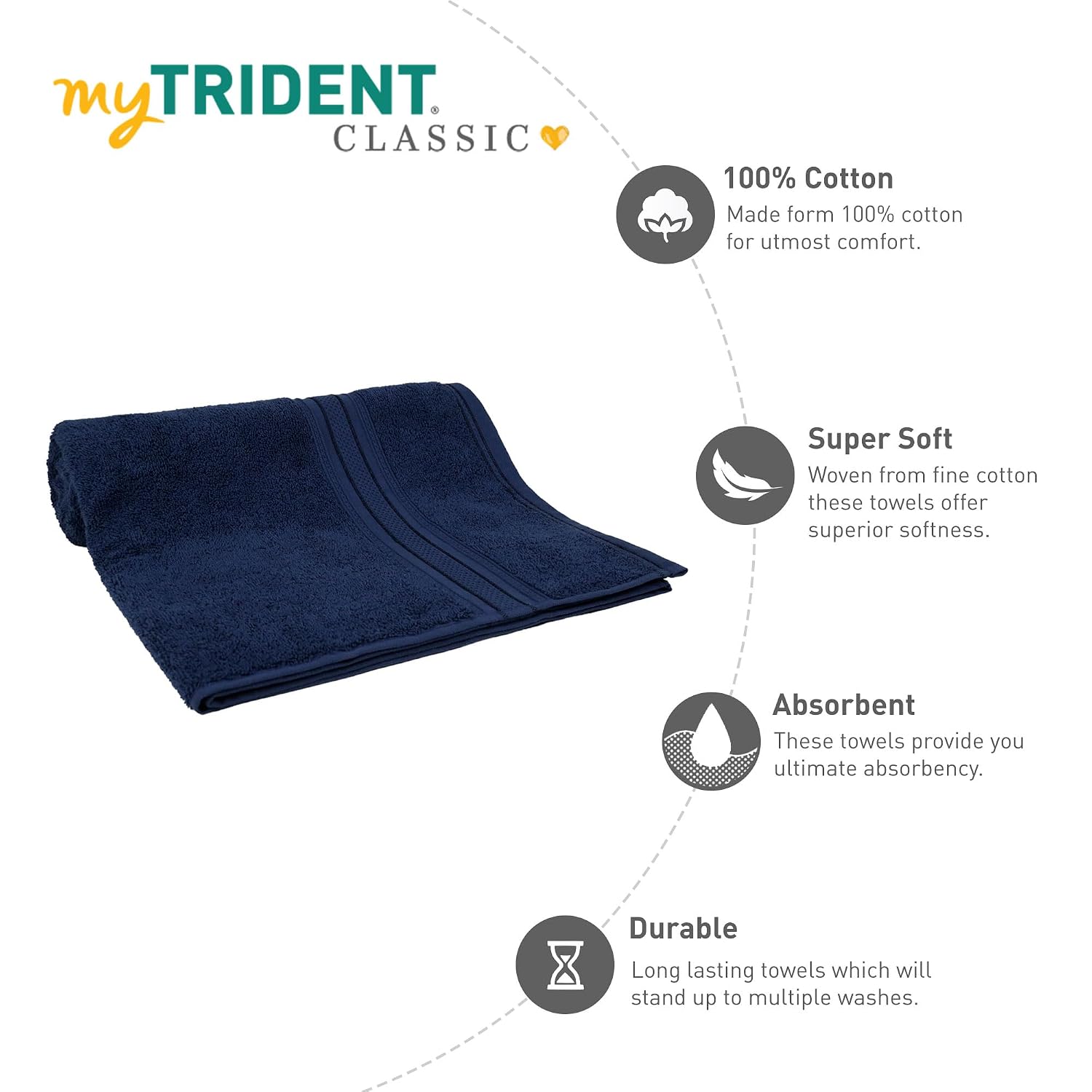 Mytrident Cotton Bath Towel 900 Gsm | For Men & Women Classic Towel 100% Cotton Bath Towel (Medieval Blue)