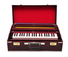 Best Harmonium 9 Stopper (Portable), Churidar 7 Bellow, 42 Key, Two Reed (Bass-Male), 3 1/2 Octave, Coupler | Harmonium With Cover - Mahogany Color
