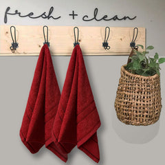 Sassoon Melrose 100% Cotton Hand Towel 400 Gsm | Highly Absorbent, Soft Material Perfect For Daily Use (Burgundy) -2 Piece
