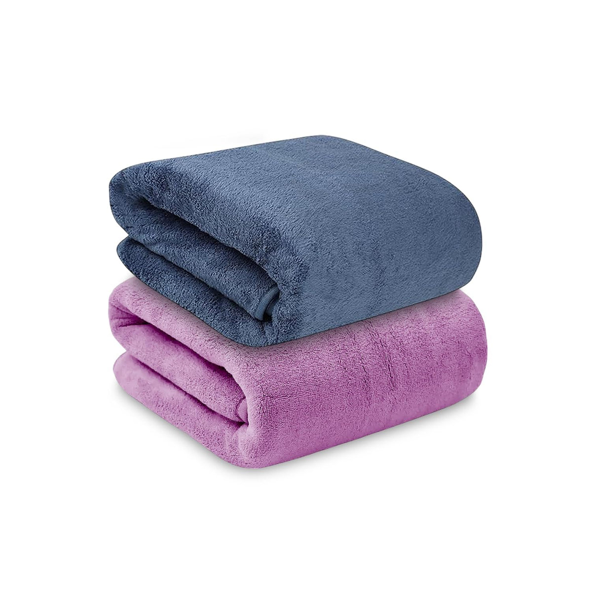 Maxoshine Microfiber Bath Towels Large Size-Super Soft Coral Fleece Bathing Towel Hook Quick Dry Super Absorbent-Bath Towel For Men & Women (Purple/Blue, Pack Of 2)