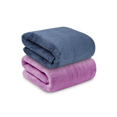 Maxoshine Microfiber Bath Towels Large Size-Super Soft Coral Fleece Bathing Towel Hook Quick Dry Super Absorbent-Bath Towel For Men & Women (Purple/Blue, Pack Of 2)