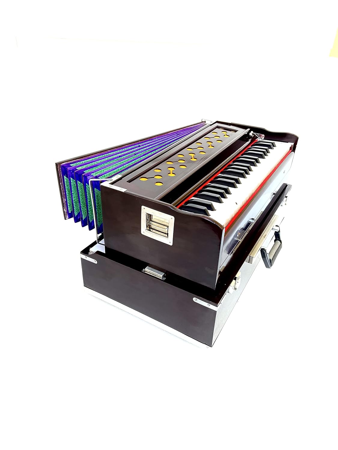 Musical Instrument Harmonium With Padded Cover - 3 1/2 Octaves, Total 42 Keys, Double Bellow, Two Reeds (Base- Male), Instant Response Keyboard - No Lag Time