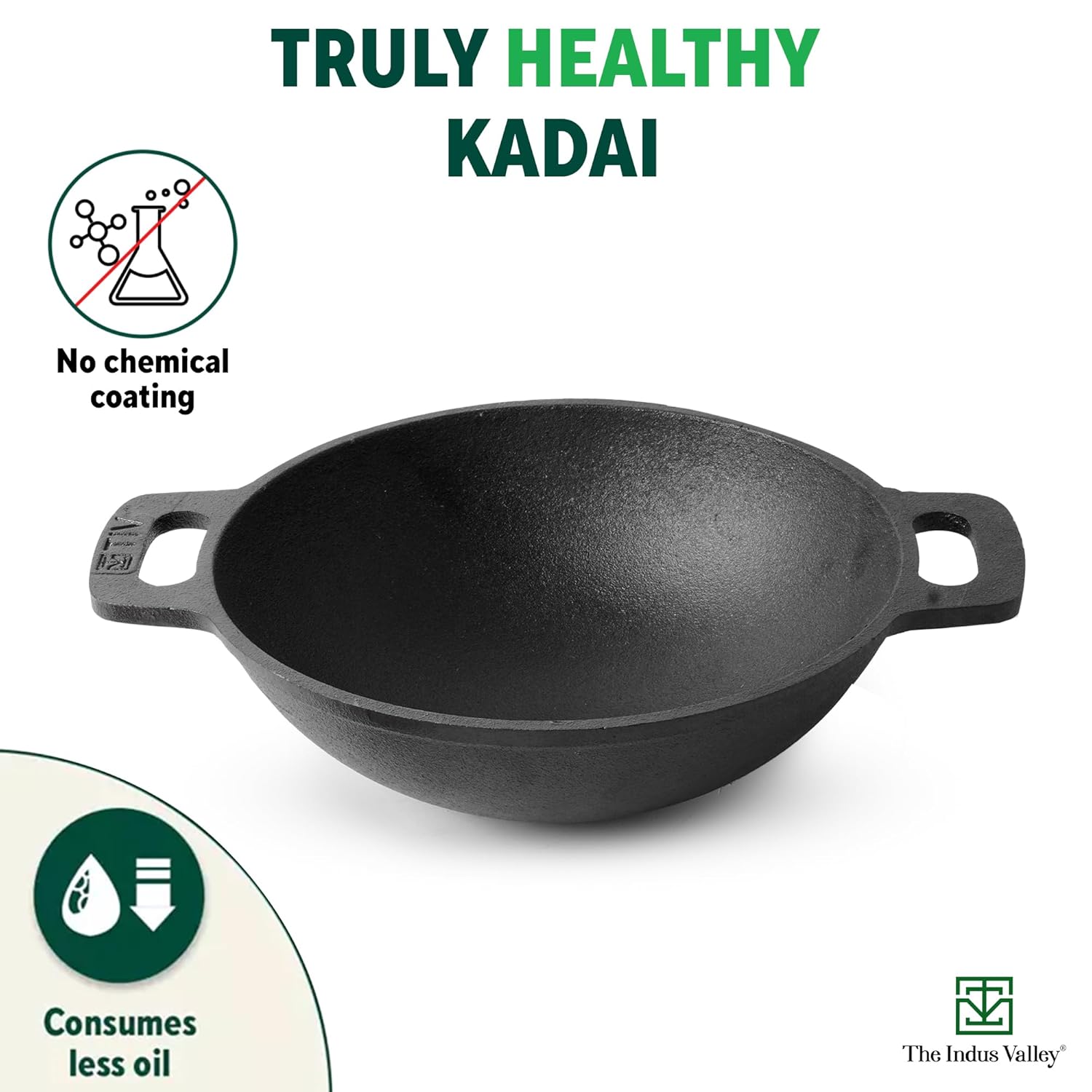 Pre-Seasoned Black Cast Iron Cookware Set+ Free Tadka Pan - Tawa 30.5cm + Kadai 25.4cm, 2.3 Liters + Fry Pan 23 Cm, 1.4 Liters | Kitchen Cooking Combo Pots & Pans Set Of 4 Pcs - Naturally Nonstick