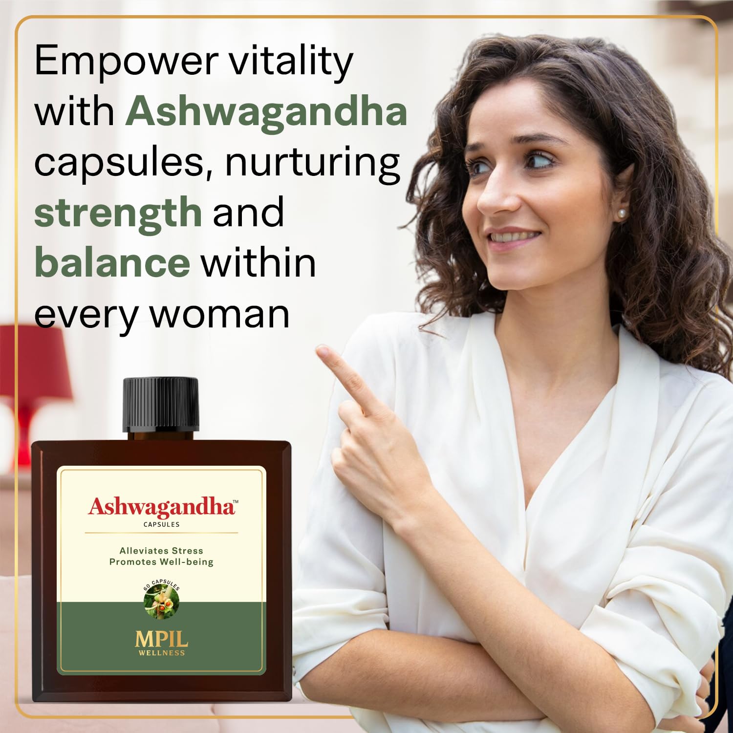 Mpil Ashwagandha Extract 350mg + Jatamansi Extract Helps In Stress Management, Improve Energy Boost Muscle Mass & Strength, Enhance Immunity Rejuvenates Mind & Body | 60 Capsules 100gm 0.2lbs