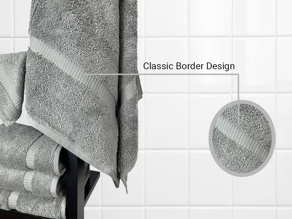 Towel Bazaar Hotel Quality Turkish Cotton Bath Towels 2 Kg (Gray) - 4 Piece