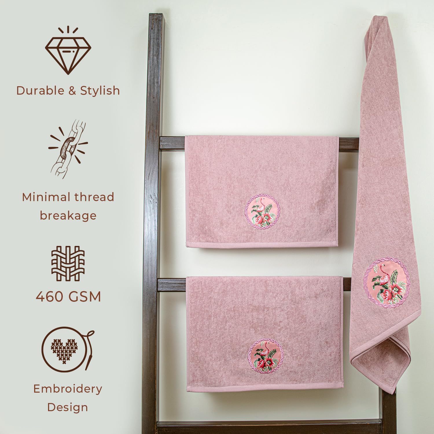 Akiko Home Prima Dream 100% Cotton 1 Bath & 2 Hand Towel 1000 Gsm | Soft, Absorbent & Durable, Cotton Bath Towel | Pack Of 3 (Light Purple)