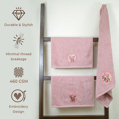 Akiko Home Prima Dream 100% Cotton 1 Bath & 2 Hand Towel 1000 Gsm | Soft, Absorbent & Durable, Cotton Bath Towel | Pack Of 3 (Light Purple)