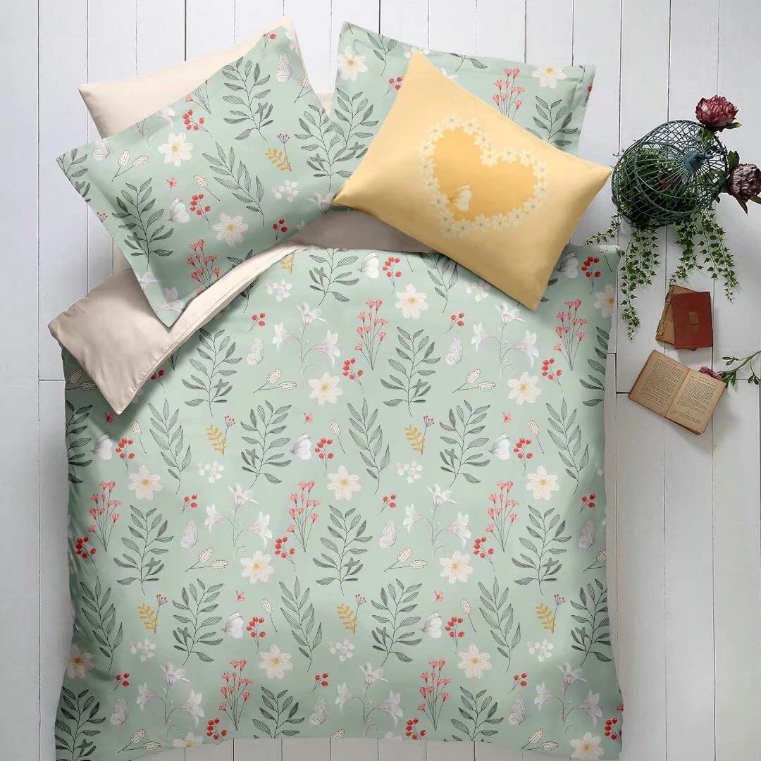 Printed Single Size Bedsheet With 1 Pillow Cover (36 X 78 Inches, Green) | All Around Elastic Fitted Bedsheet | Soft Touch, Wrinkle Resistant, Skin Friendly