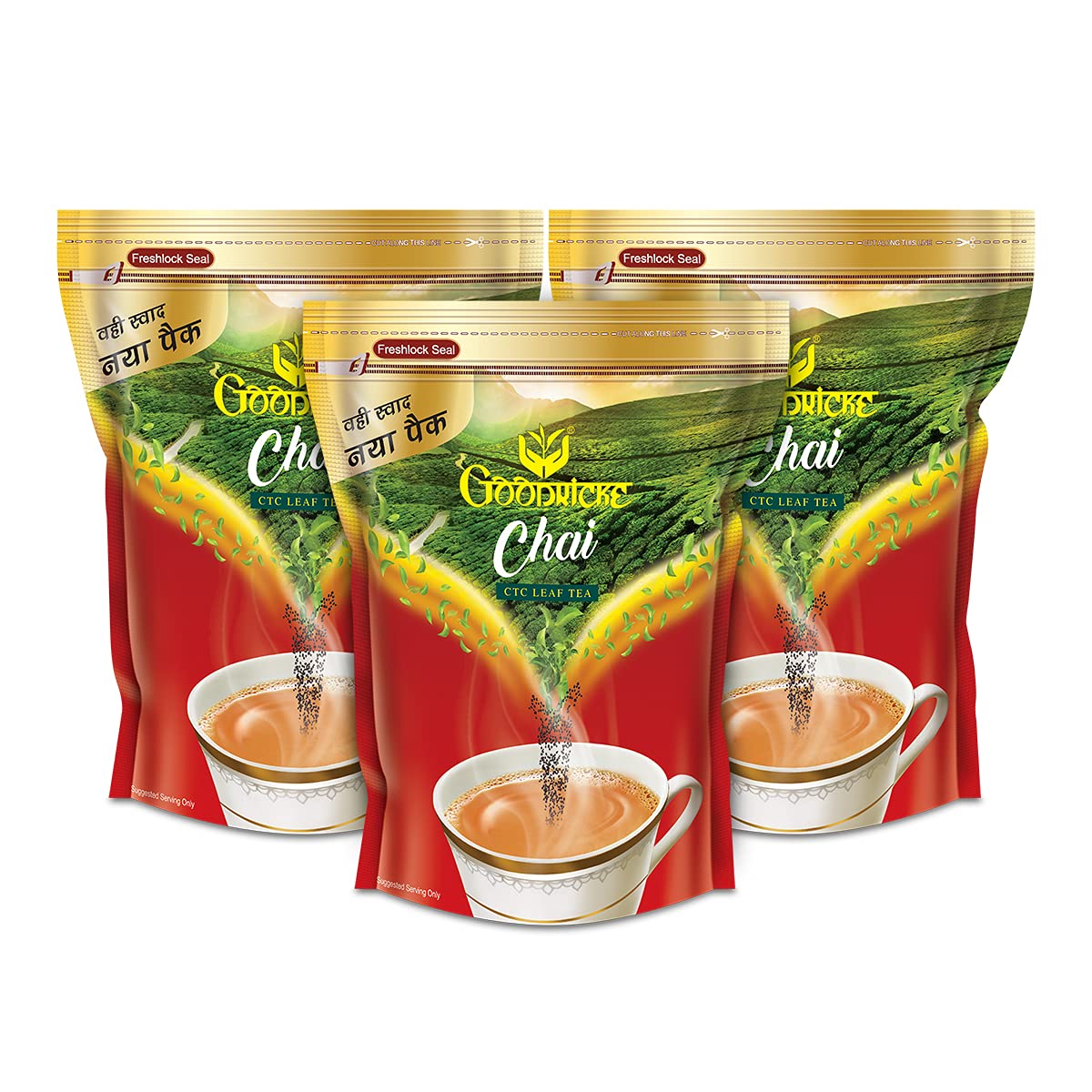 Goodricke Assam CTC Leaf Tea - Pack Of 3 X 500gm, 17.6 Ounce Each | 100% Pure & Natural Loose Leaves Tea - Premium Whole Leaf CTC Tea | Kadak Chai Patti - Richer Taste & Sweet Lasting Aftertaste