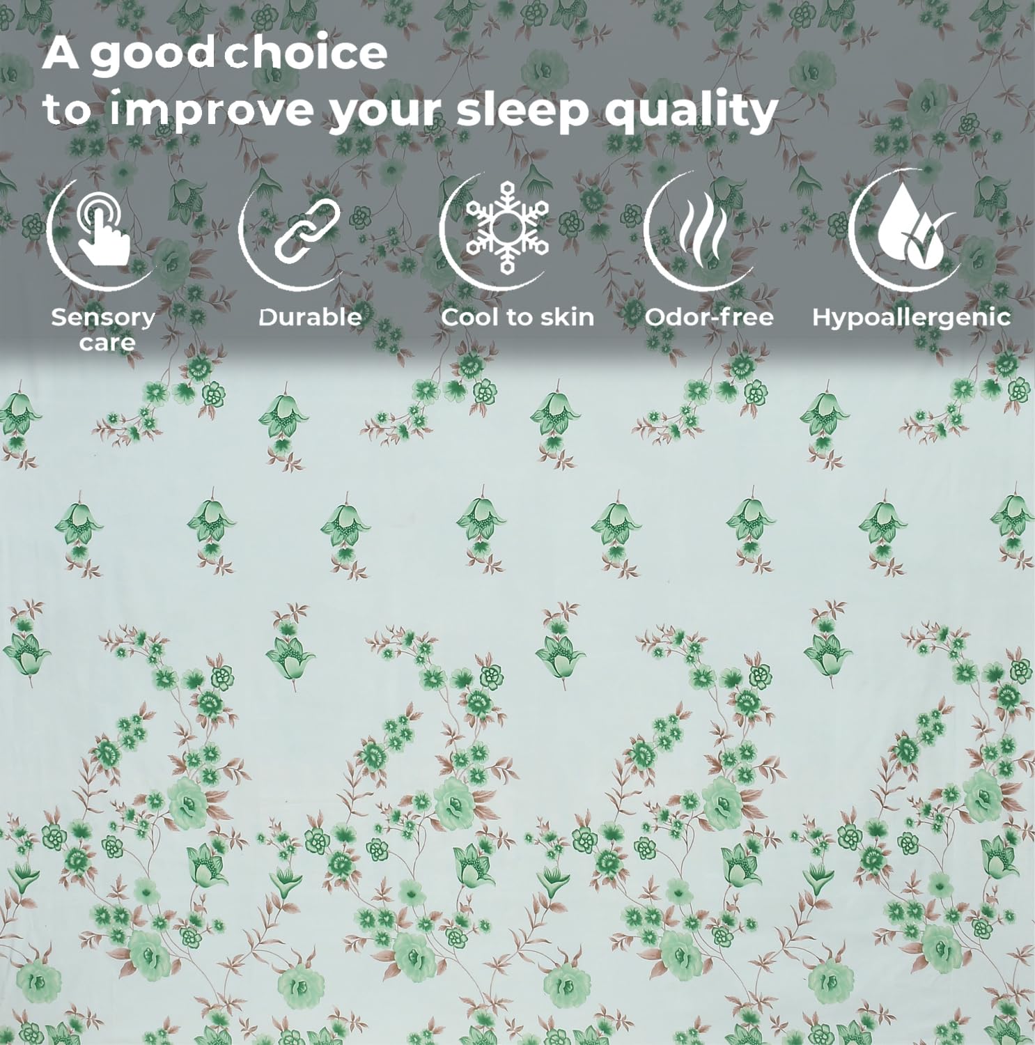 Microfiber Single Bedsheet Set With 1 Pillow Covers (60 X 90 Inches) Green & Brown | Durable & Long-Lasting | 144 Thread Count | Wrinkle Free