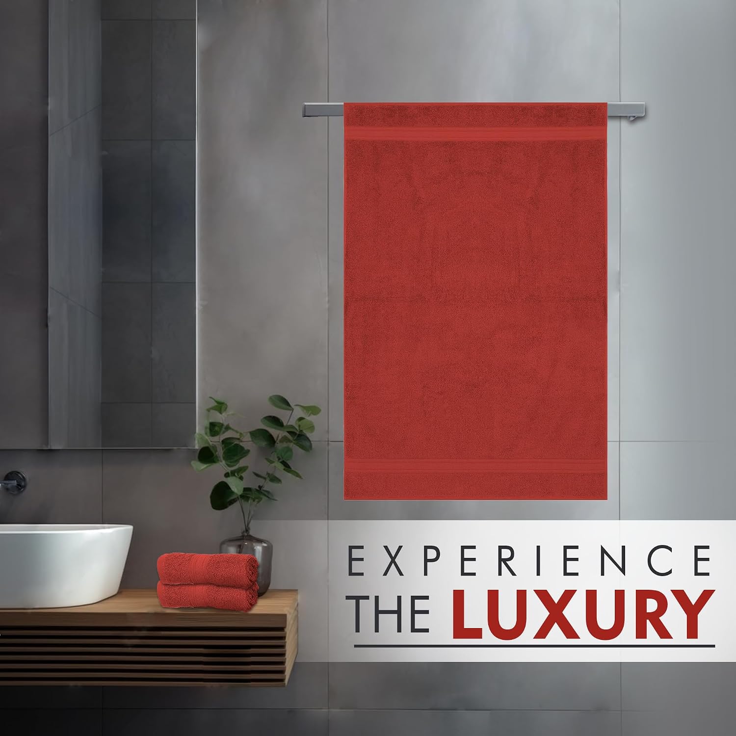 Ambra Linens 500 Gsm Highly Absorbent Towel 100% Cotton, Soft & Plush, All Seasons Use, Large, Everyday Use, Durable (Rust)