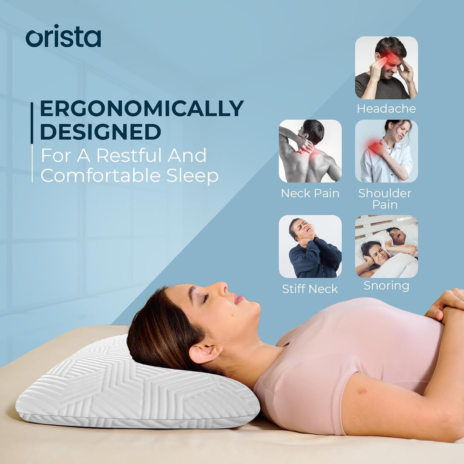 Advance Gel Blended Memory Foam Pillow, For Pain Relief, White, Thin Size - 24 X 16 X 3 Inch | For Neck & Shoulder Pain Relief | Orthopedic Pillow For Back & Stomach Sleepers - Pack Of 2