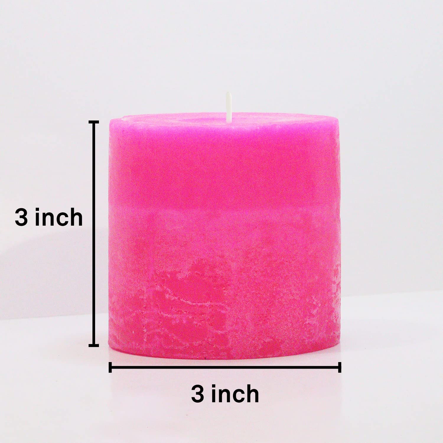 3 INCH ROSE RUSTIC PILLAR CANDLE | BURNING TIME 8 HOURS | BEST FOR RESTAURANTS