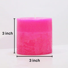 3 INCH ROSE RUSTIC PILLAR CANDLE | BURNING TIME 8 HOURS | BEST FOR RESTAURANTS
