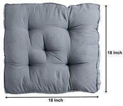 Microfiber Square Chair Pad Seat Cushion Pillow, For Car Pad, Office Chair, Grey - 18 Inch | For Indoor & Outdoor, Dining Living Room, Kitchen | Floor Pillow, Washable - Pack Of 2