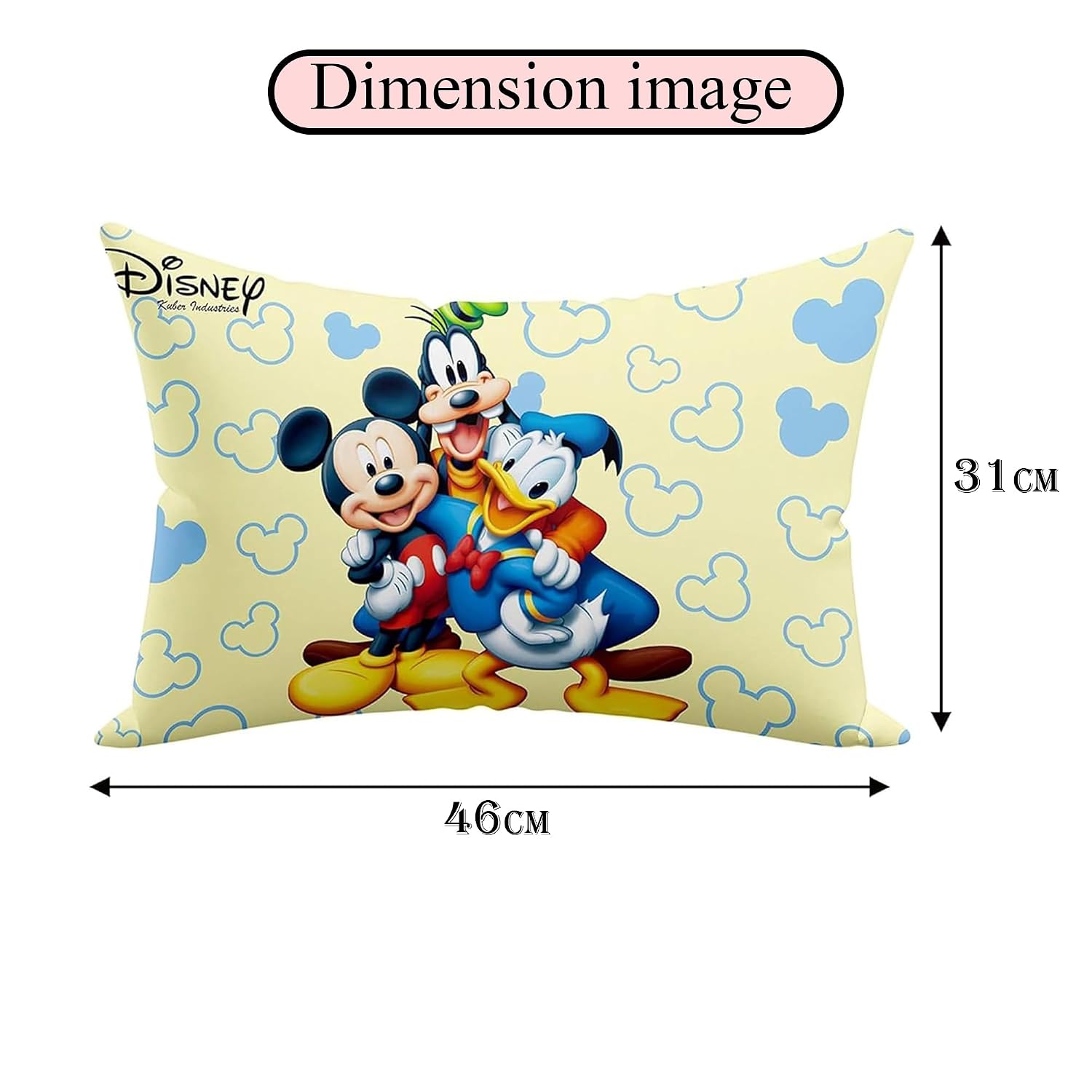 Kid's Disney Mickey Team Pillow For Sleeping, Cozy & Fluffy Super Soft Pillow, Cream - 12x18 Inches | Suitable For All Sleepers, Multipurpose & Comfortable, Breathable - 1 Piece