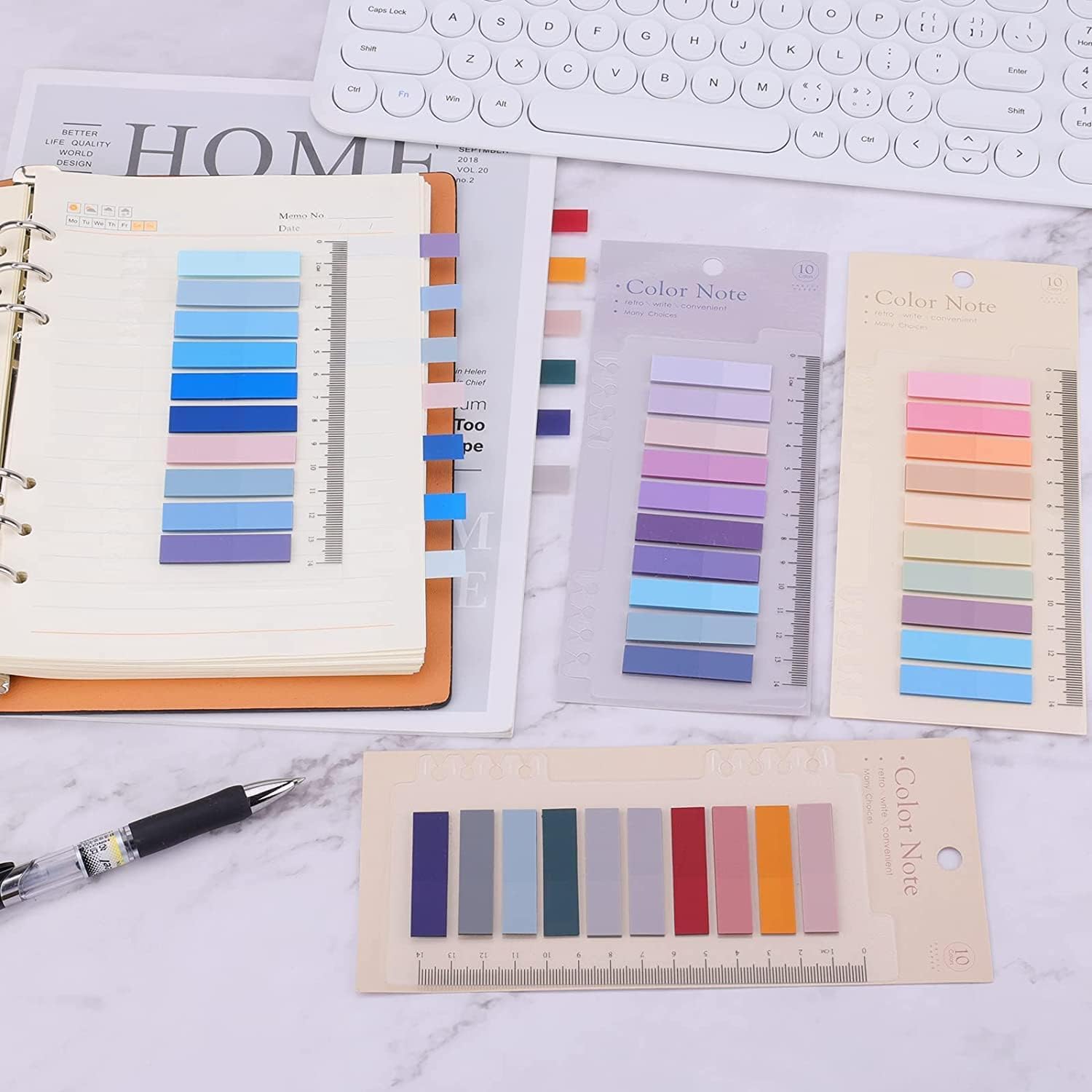 Sticky Tabs Transparent Sticky Notes, 1200 Pcs Notes Sorting Files Self-Stick Notes - 6 Packs