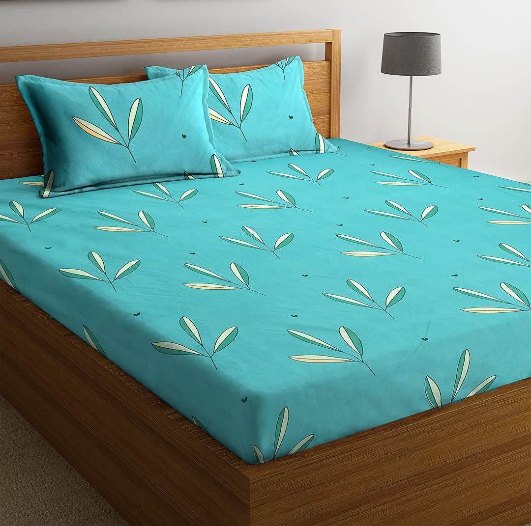 Microfiber Double Bedsheet With 2 Pillow Covers - 90 X 90 Inches, Sky Blue | Light Weight & Easy To Wash At Home | Ideal For Regular Use
