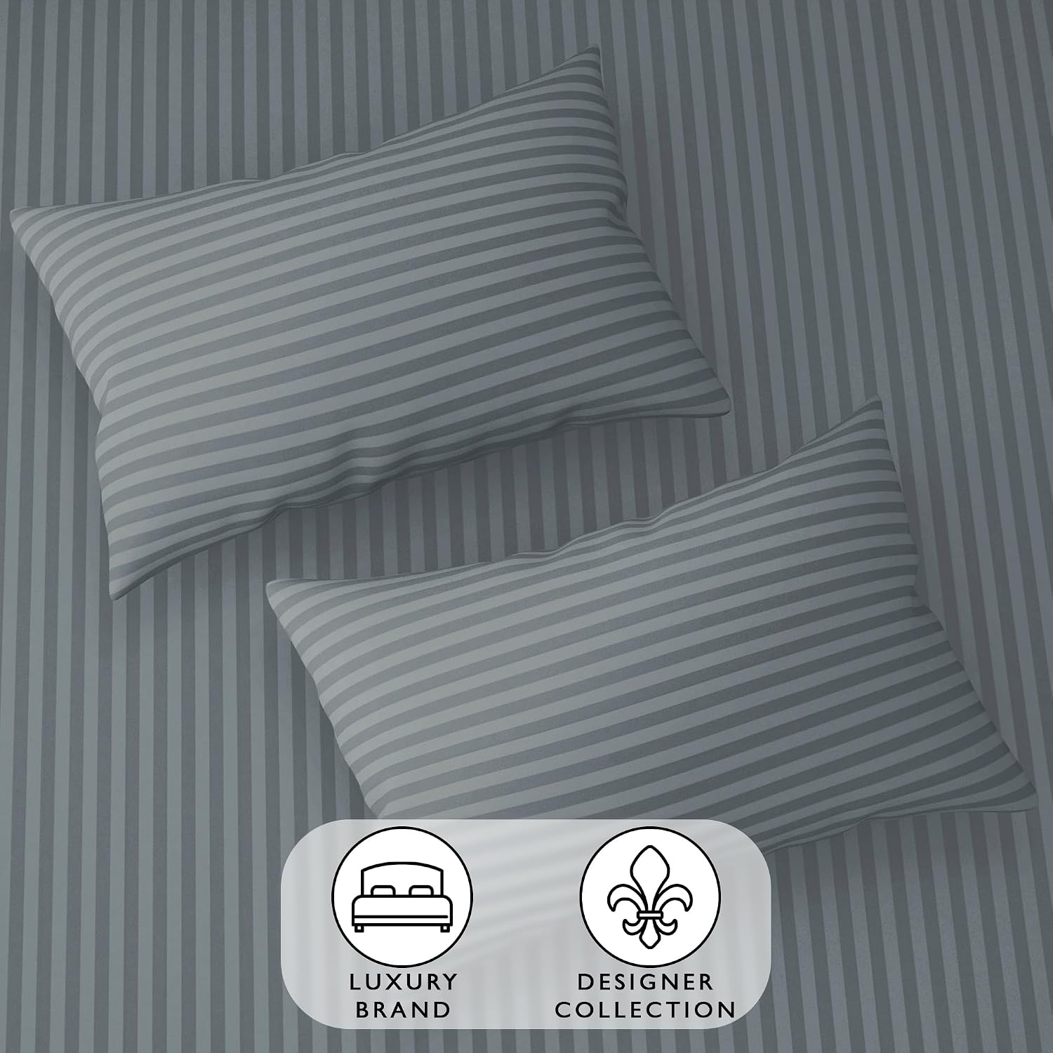 Stripes King Size Cotton Bedsheet With 2 Pillow Covers - 86 X 94 Inches, Dark Grey | Perfect For Home Decor, Guest House | Ideal For All Seasons
