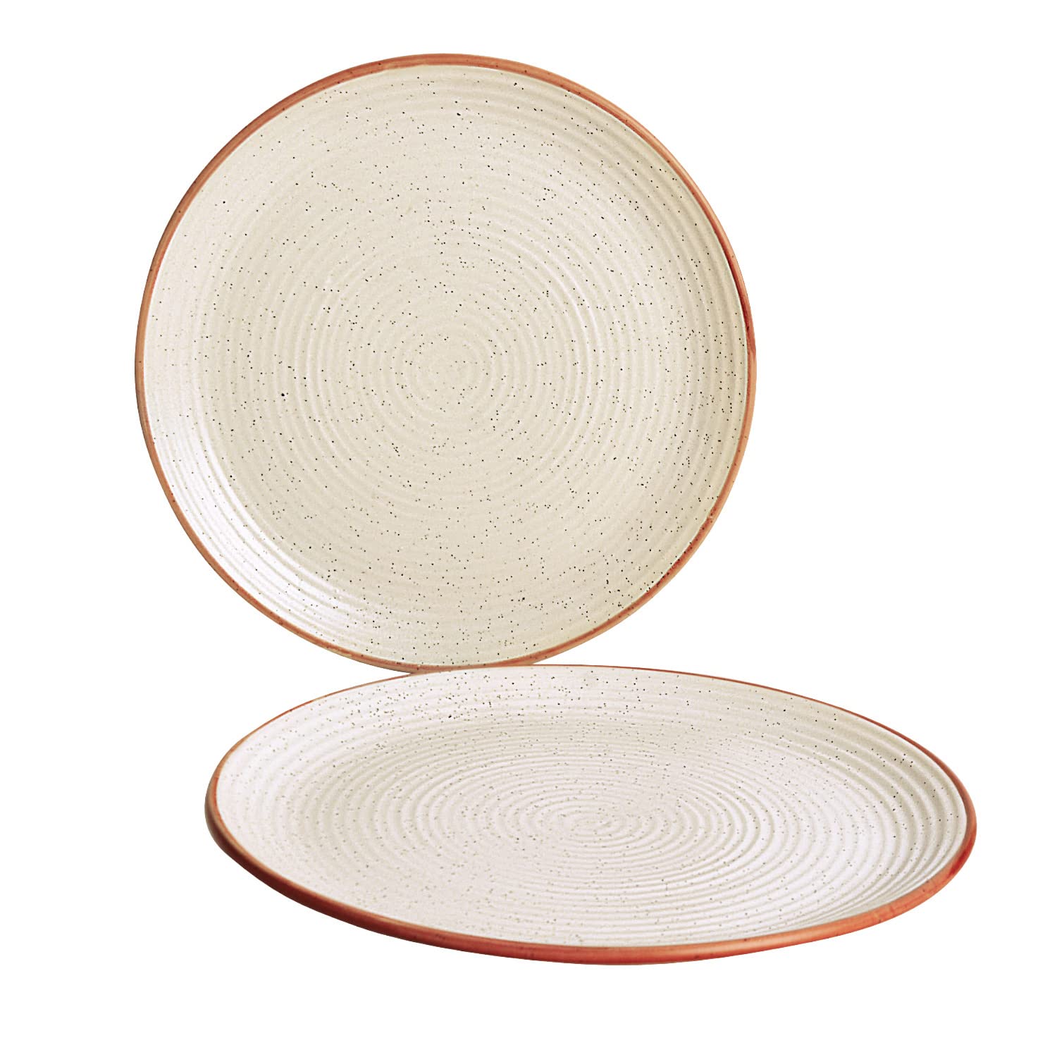 Studio Pottery Ribbed Ceramic Dinner Serving Plates Set Of 2 - Off White, Diameter: 10 Inches | Full Plates - Ceramic Platter - Fiesta Of Hope Collection