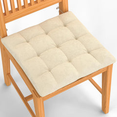 Square Chair Pads Cushion, For Comfortable Sitting, Cream Color - 40 X 40 Cm | Seat Cushions With Ties For Sitting, Pooja, Dining & Office Table | Furniture Cushion, Washable - Pack Of 1