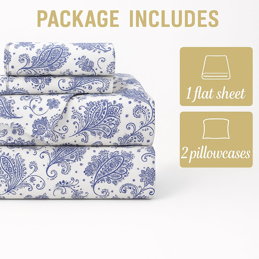 Paisley Dreams Double Bed Bedsheet Set With 2 Pillow Covers Soft & Skin - Size 90 X 100 Inch, White | Wrinkle-Free, Breathable & Easy Care Bedsheet For Daily Use