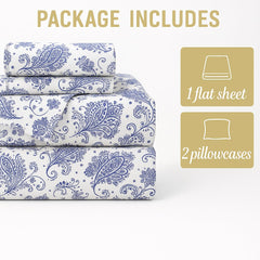 Paisley Dreams Double Bed Bedsheet Set With 2 Pillow Covers Soft & Skin - Size 90 X 100 Inch, White | Wrinkle-Free, Breathable & Easy Care Bedsheet For Daily Use