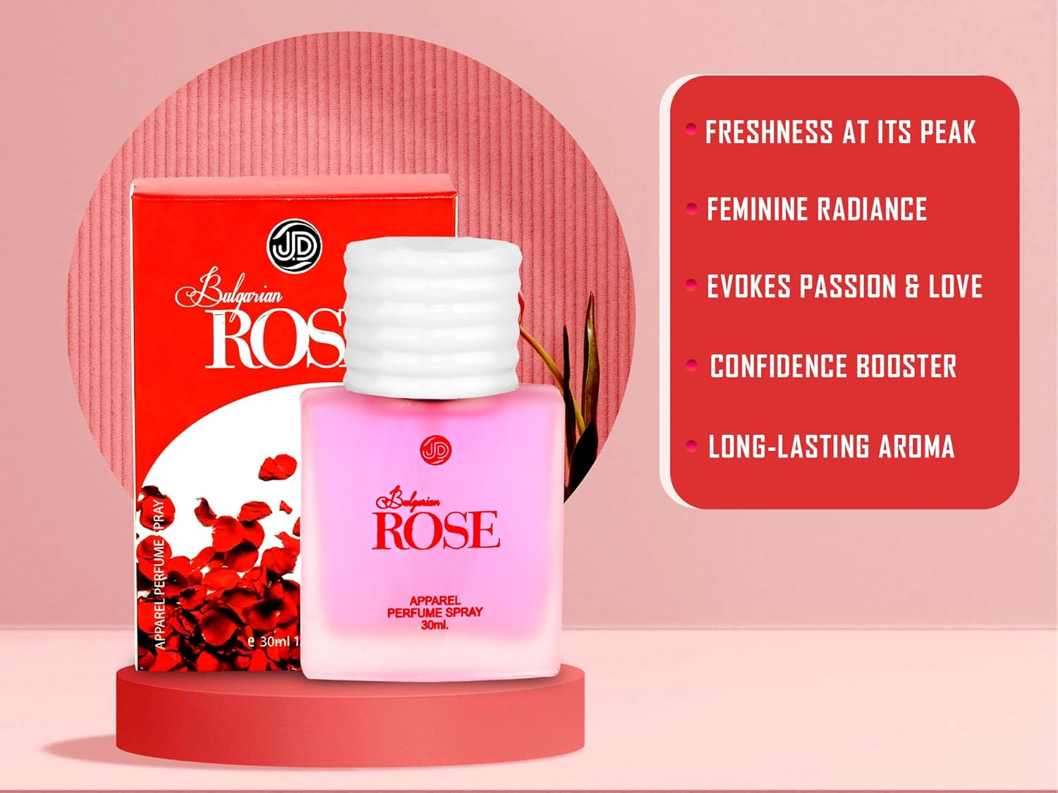 JD International Bulgarian Rose Unisex Apparel Perfume - Pack Of 2 X 30ml, 1.02 Fl.oz. Each | Long - Lasting Fragrance For Unforgettable Elegance And Style