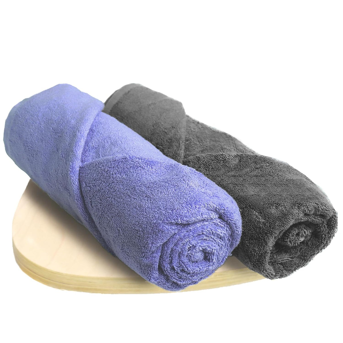 Heelium Bamboo Bath Towel 600 Gsm | Ultra Absorbent | 3x Softer Than Cotton Towels | Pack Of 2 (Iris, Grey)