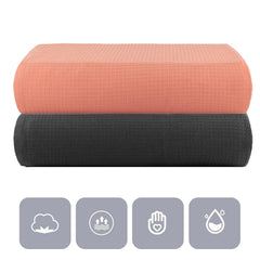 Casa Copenhagen Designed In Denmark Waffle Super Soft 2 Pieces 100% Cotton Large Bath Towel 525 Gsm - Pine Grey & Malibu Peach