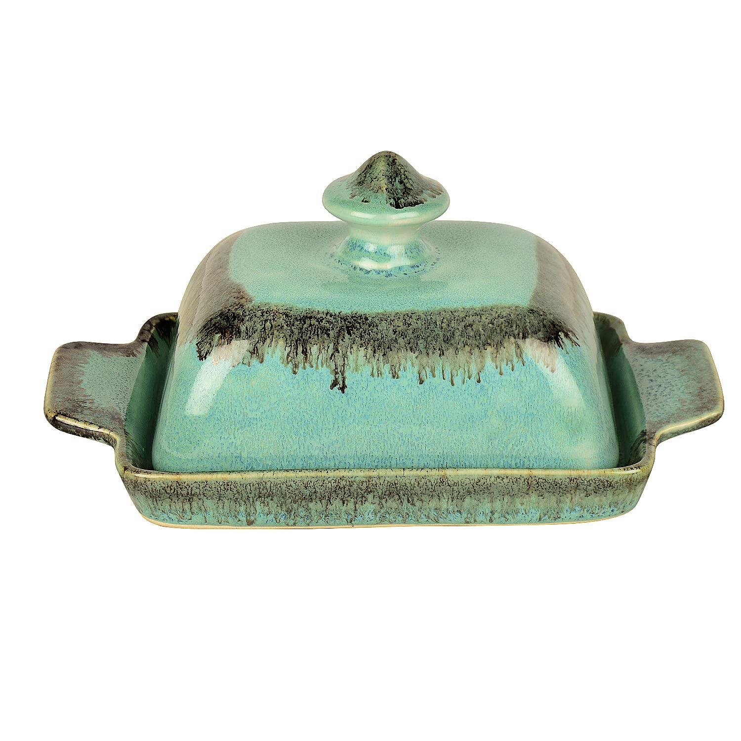 Studio Pottery Ceramic Butter Dish With Lid - Sea Green, Height: 8 Cm | Butter Pot - Butter Container For 500 Gm