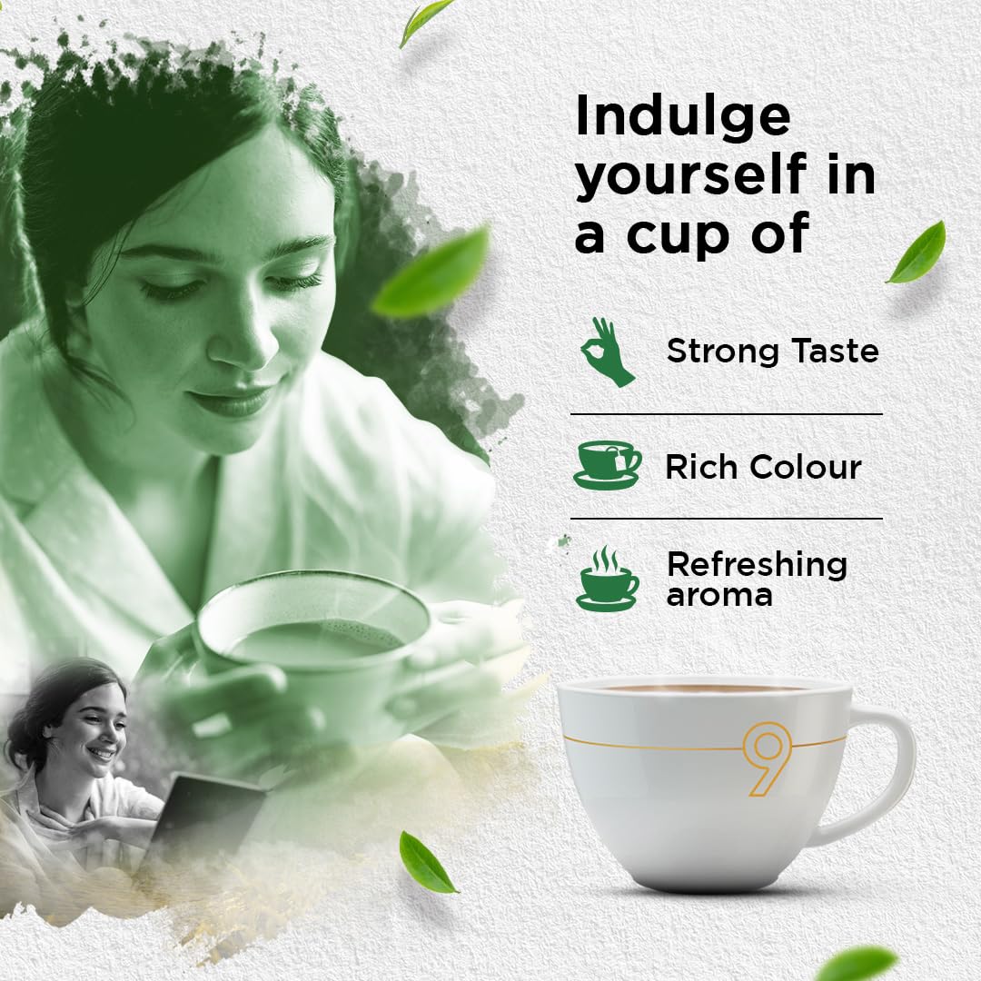 Jivraj 9 CTC Tea Leaf - 1 Kg, 35.2 Ounce | Crush-Tear-Curl Tea Leaf Process - Premium Assam Tea Leaves | High Caffeine, Gluten Free
