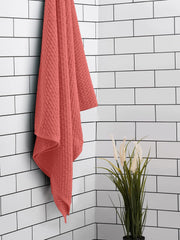 Spaces 100% Cotton Large Size Bath Towel 450 Gsm | Super Absorbent, Quick Dry, Ultra Soft Bath Towel | Dobby Solid Design (Spiced Coral)